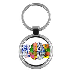 Brain Cerebrum Biology Abstract Key Chain (Round)