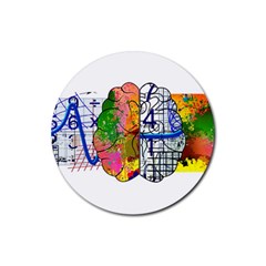 Brain Cerebrum Biology Abstract Rubber Round Coaster (4 pack)