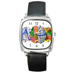 Brain Cerebrum Biology Abstract Square Metal Watch