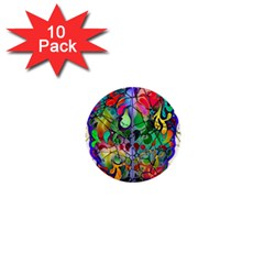 Brain Head Mind Man Silhouette 1  Mini Buttons (10 Pack) 