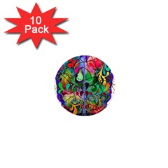 Brain Head Mind Man Silhouette 1  Mini Magnet (10 Pack)  by Wegoenart