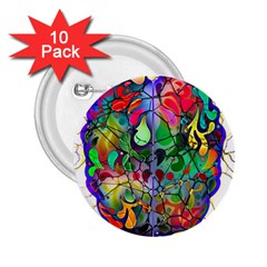 Brain Head Mind Man Silhouette 2 25  Buttons (10 Pack)  by Wegoenart