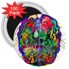 Brain Head Mind Man Silhouette 3  Magnets (100 Pack) by Wegoenart