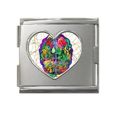 Brain Head Mind Man Silhouette Mega Link Heart Italian Charm (18mm)