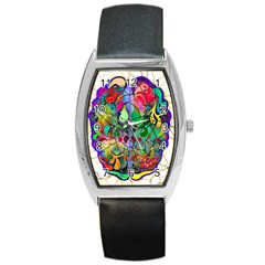 Brain Head Mind Man Silhouette Barrel Style Metal Watch by Wegoenart