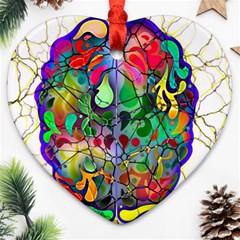 Brain Head Mind Man Silhouette Heart Ornament (two Sides) by Wegoenart