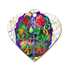 Brain Head Mind Man Silhouette Dog Tag Heart (two Sides) by Wegoenart