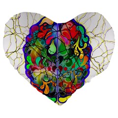 Brain Head Mind Man Silhouette Large 19  Premium Flano Heart Shape Cushions by Wegoenart