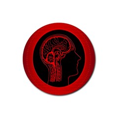 Artificial Intelligence Brain Think Rubber Round Coaster (4 Pack) by Wegoenart