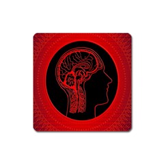 Artificial Intelligence Brain Think Square Magnet by Wegoenart