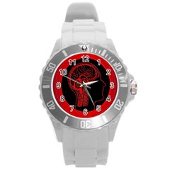 Artificial Intelligence Brain Think Round Plastic Sport Watch (l) by Wegoenart