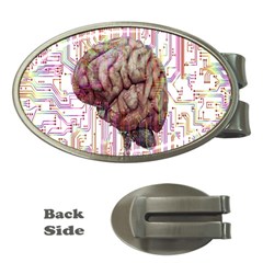 Brain Think Neurons Circuit Money Clips (oval)  by Wegoenart