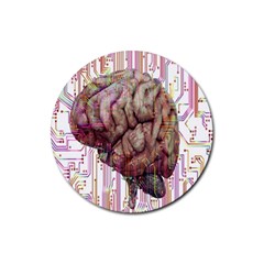 Brain Think Neurons Circuit Rubber Round Coaster (4 Pack) by Wegoenart