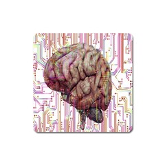 Brain Think Neurons Circuit Square Magnet by Wegoenart