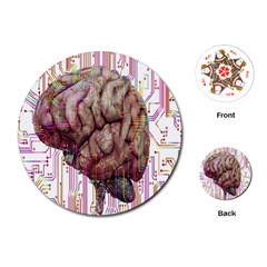 Brain Think Neurons Circuit Playing Cards Single Design (round) by Wegoenart