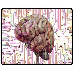 Brain Think Neurons Circuit Double Sided Fleece Blanket (medium)  by Wegoenart