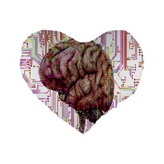 Brain Think Neurons Circuit Standard 16  Premium Flano Heart Shape Cushions by Wegoenart