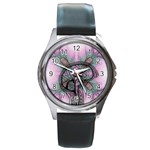 Tourette Syndrome Epilepsy Brain Round Metal Watch Front