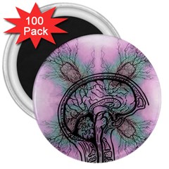 Tourette Syndrome Epilepsy Brain 3  Magnets (100 pack)