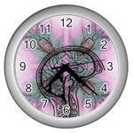 Tourette Syndrome Epilepsy Brain Wall Clock (Silver) Front