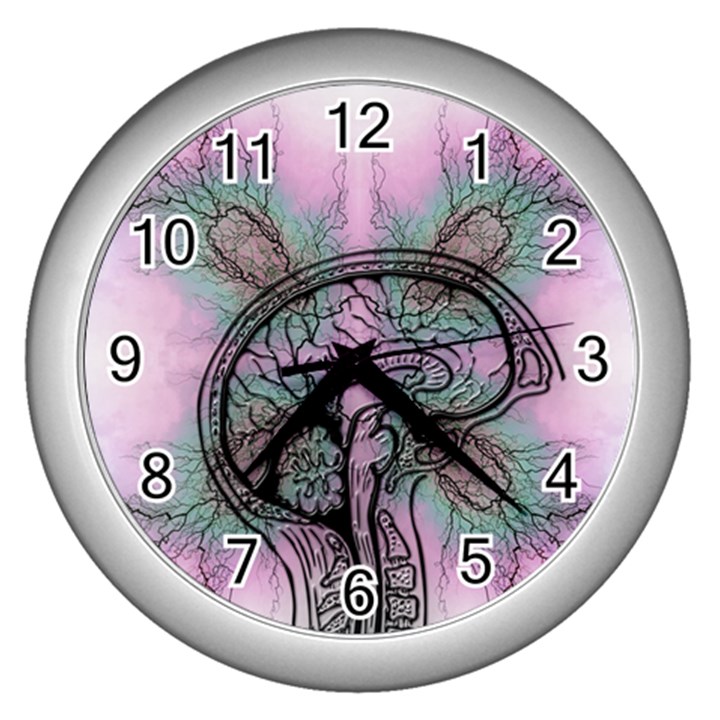 Tourette Syndrome Epilepsy Brain Wall Clock (Silver)