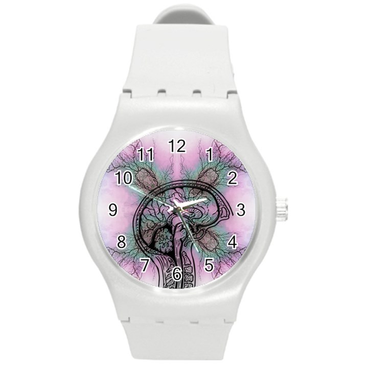 Tourette Syndrome Epilepsy Brain Round Plastic Sport Watch (M)