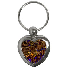 Binary Code Transformation Key Chain (heart) by Wegoenart