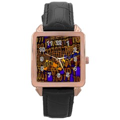 Binary Code Transformation Rose Gold Leather Watch  by Wegoenart