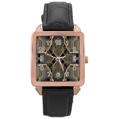 Brain Technology Data Digital Rose Gold Leather Watch  by Wegoenart