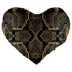 Brain Technology Data Digital Large 19  Premium Flano Heart Shape Cushions by Wegoenart