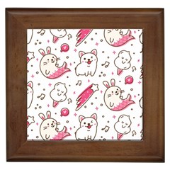 Cute-animals-seamless-pattern-kawaii-doodle-style Framed Tile