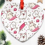 Cute-animals-seamless-pattern-kawaii-doodle-style Ornament (Heart) Front