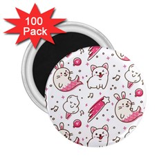 Cute-animals-seamless-pattern-kawaii-doodle-style 2 25  Magnets (100 Pack) 