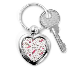 Cute-animals-seamless-pattern-kawaii-doodle-style Key Chain (heart)