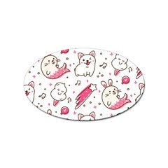 Cute-animals-seamless-pattern-kawaii-doodle-style Sticker Oval (10 Pack) by Jancukart