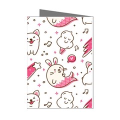 Cute-animals-seamless-pattern-kawaii-doodle-style Mini Greeting Cards (pkg Of 8) by Jancukart