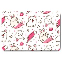 Cute-animals-seamless-pattern-kawaii-doodle-style Large Doormat