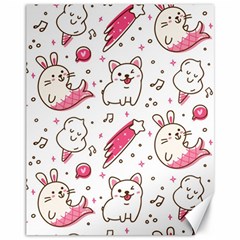 Cute-animals-seamless-pattern-kawaii-doodle-style Canvas 11  X 14 