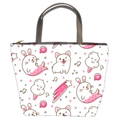 Cute-animals-seamless-pattern-kawaii-doodle-style Bucket Bag