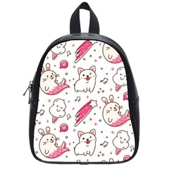 Cute-animals-seamless-pattern-kawaii-doodle-style School Bag (small)