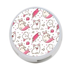 Cute-animals-seamless-pattern-kawaii-doodle-style 4-port Usb Hub (two Sides)