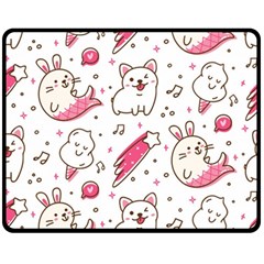 Cute-animals-seamless-pattern-kawaii-doodle-style Fleece Blanket (medium) 