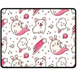 Cute-animals-seamless-pattern-kawaii-doodle-style Fleece Blanket (Medium)  60 x50  Blanket Front