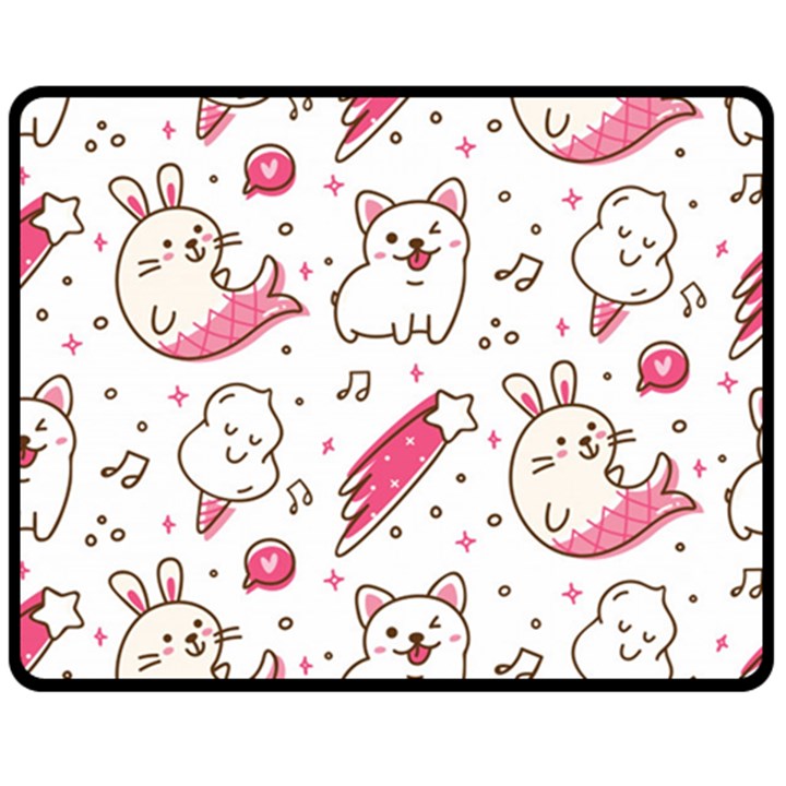 Cute-animals-seamless-pattern-kawaii-doodle-style Fleece Blanket (Medium) 