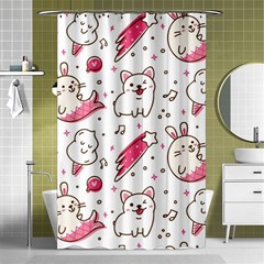 Cute-animals-seamless-pattern-kawaii-doodle-style Shower Curtain 48  X 72  (small) 