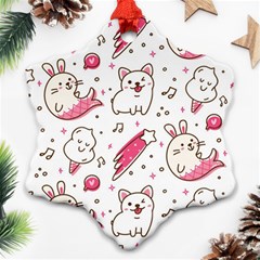 Cute-animals-seamless-pattern-kawaii-doodle-style Ornament (snowflake)