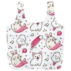 Cute-animals-seamless-pattern-kawaii-doodle-style Full Print Recycle Bag (xl) by Jancukart