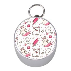 Cute-animals-seamless-pattern-kawaii-doodle-style Mini Silver Compasses