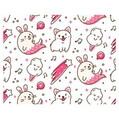 Cute-animals-seamless-pattern-kawaii-doodle-style Double Sided Flano Blanket (medium) 