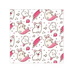 Cute-animals-seamless-pattern-kawaii-doodle-style Square Satin Scarf (30  X 30 )